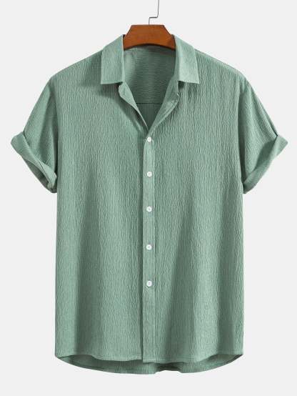 Wrinkled Textured Button Up Shirt-Mitchell Shoes