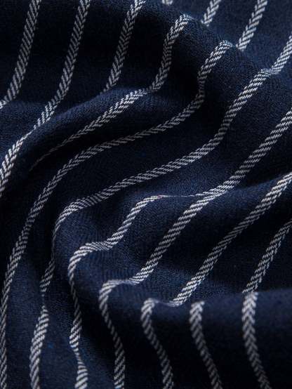 Cotton Blend Striped Stand Collar Shirt-Mitchell Shoes