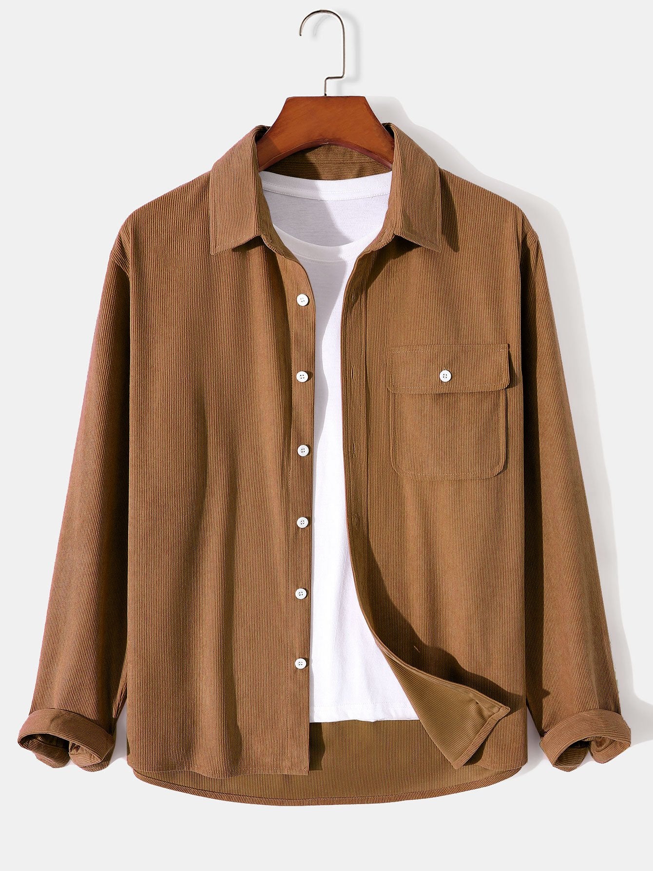 Long Sleeve Flap Pocket Corduroy Shirt-Mitchell Shoes