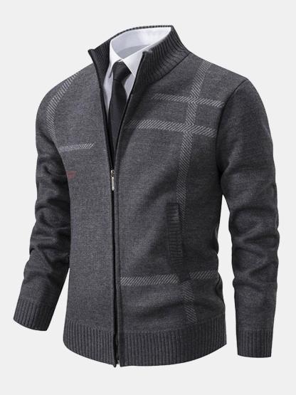 Striped Pattern Zip Sweater-Mitchell Shoes