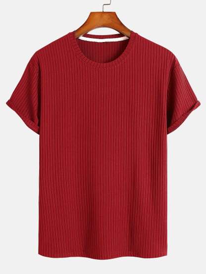 Basic Slim Fit Ribbed T-Shirt-Mitchell Shoes