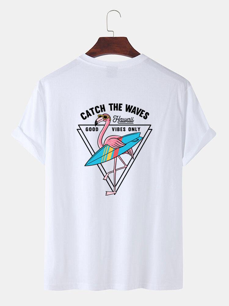 Surf Flamingo Print T-Shirt-Mitchell Shoes