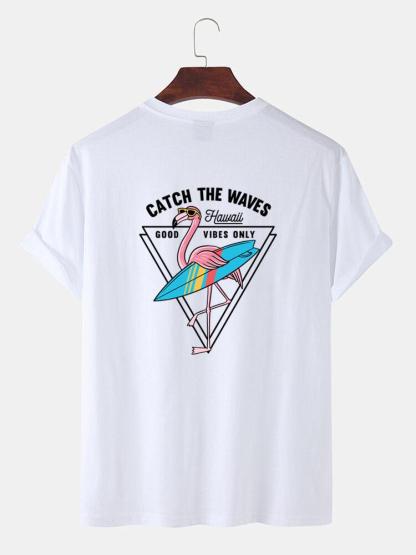 Surf Flamingo Print T-Shirt-Mitchell Shoes