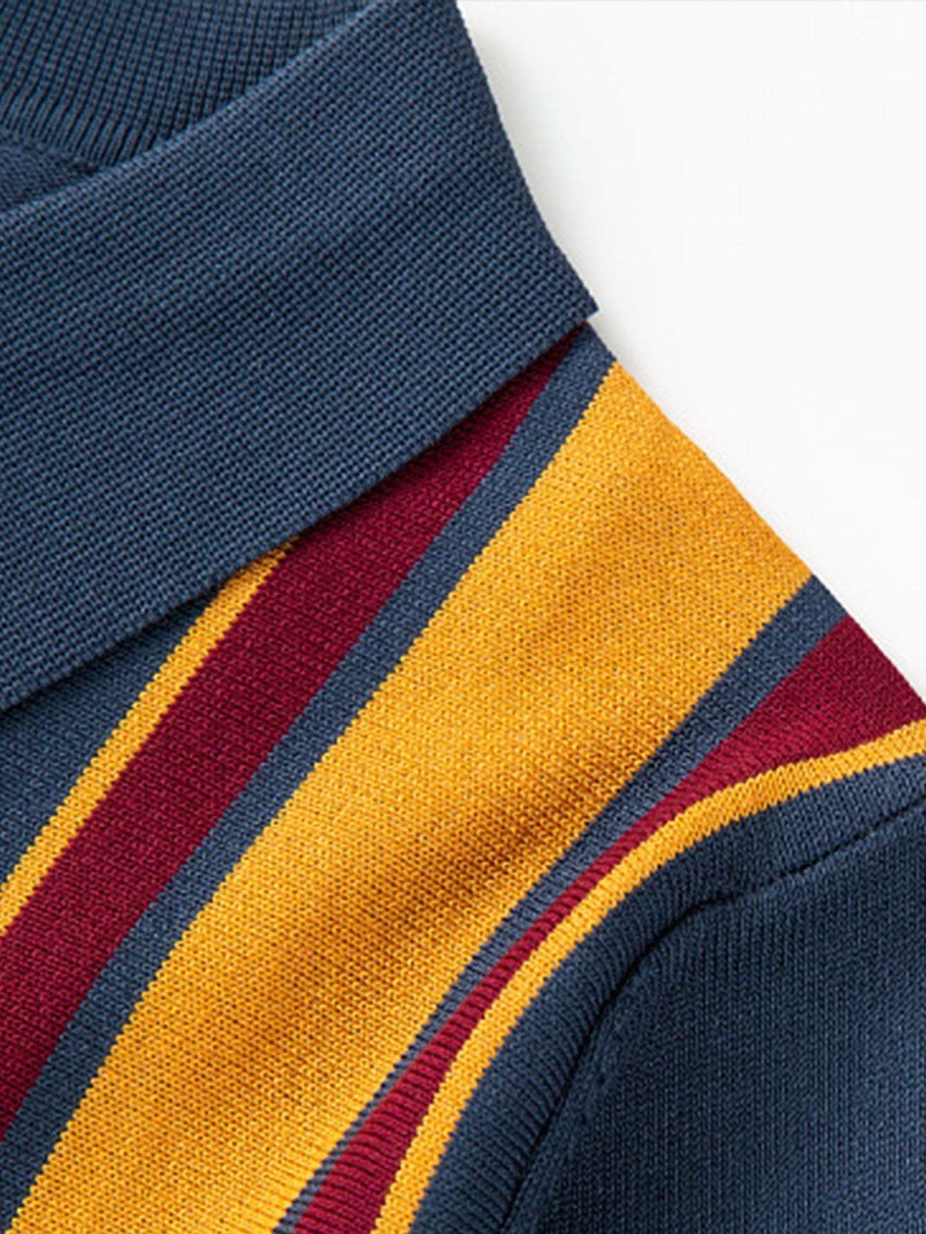 Short Sleeve Multi Stripe Button Up Sweater Polo-Mitchell Shoes