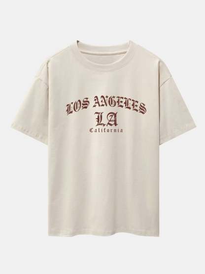 Gothic Los Angeles Print Oversize T-Shirt-Mitchell Shoes
