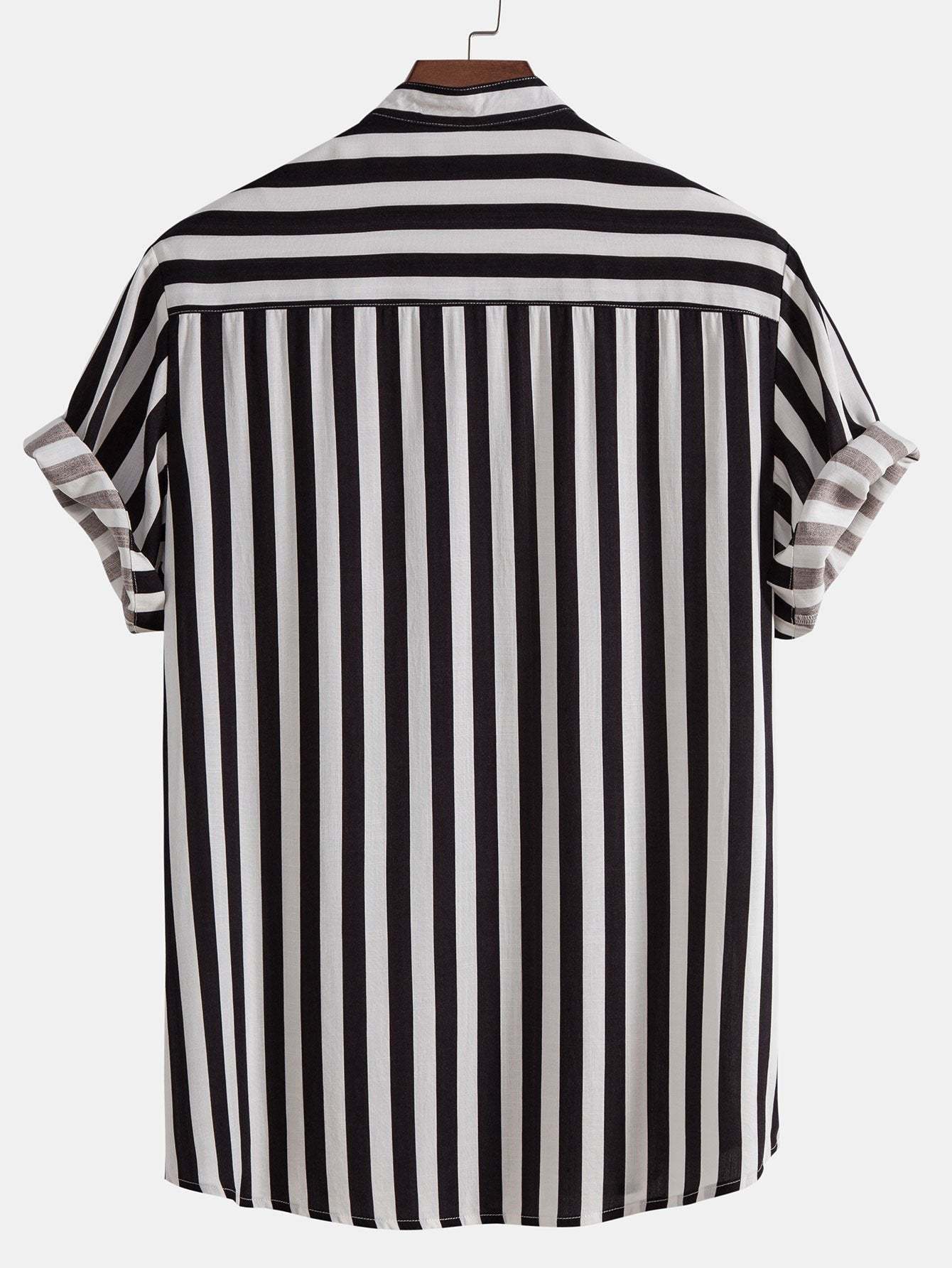 Striped Stand Collar Shirt & Swim Shorts-Mitchell Shoes