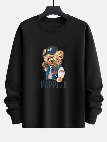 Baseball Jacket Bear Slogan Print Relax Fit Sweatshirt-Mitchell Shoes