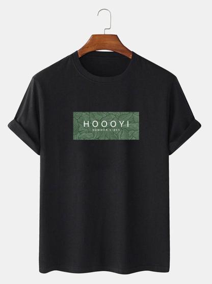 Slogan Leaf Print T-Shirt-Mitchell Shoes