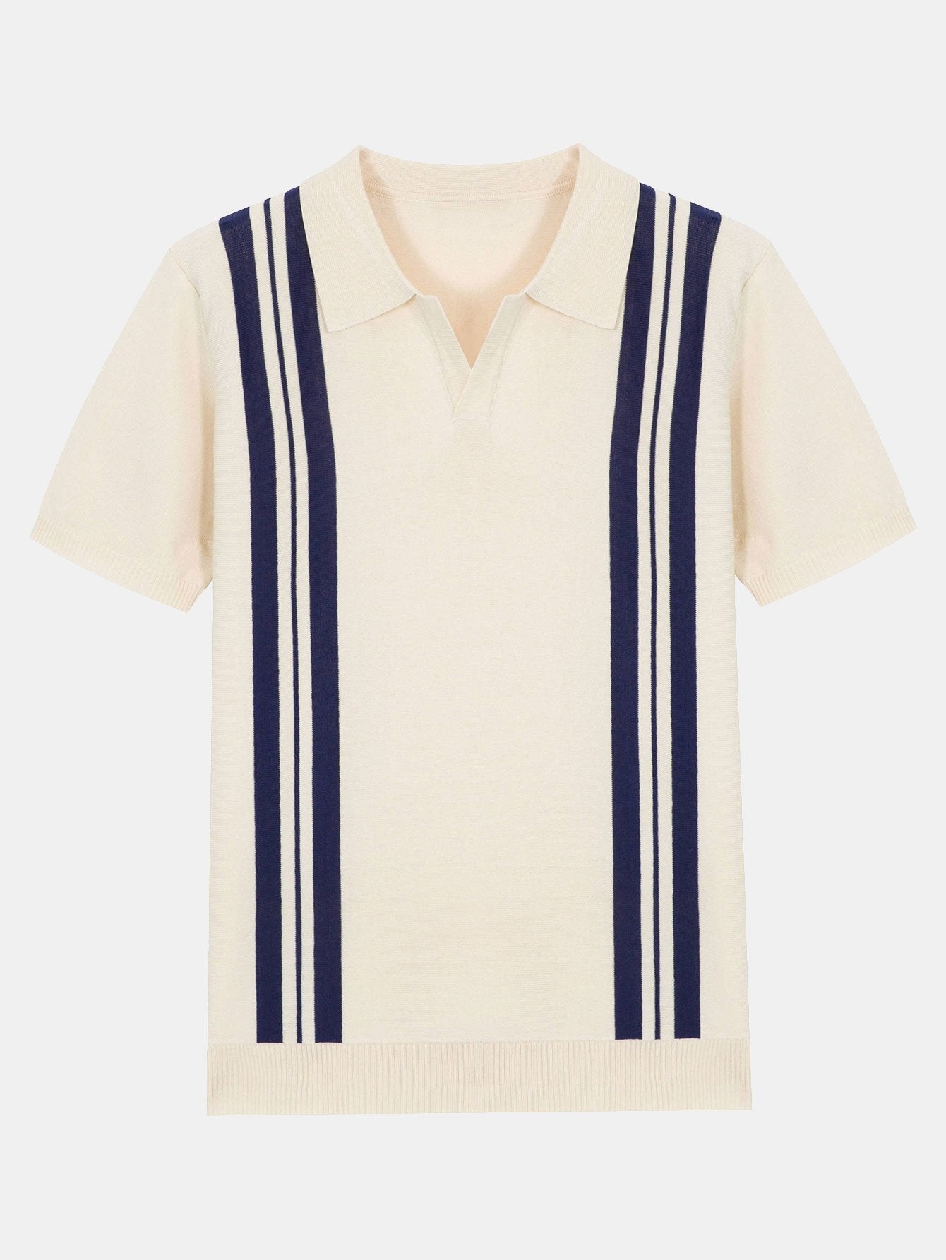 Striped Johnny Collar Sweater Polo-Mitchell Shoes