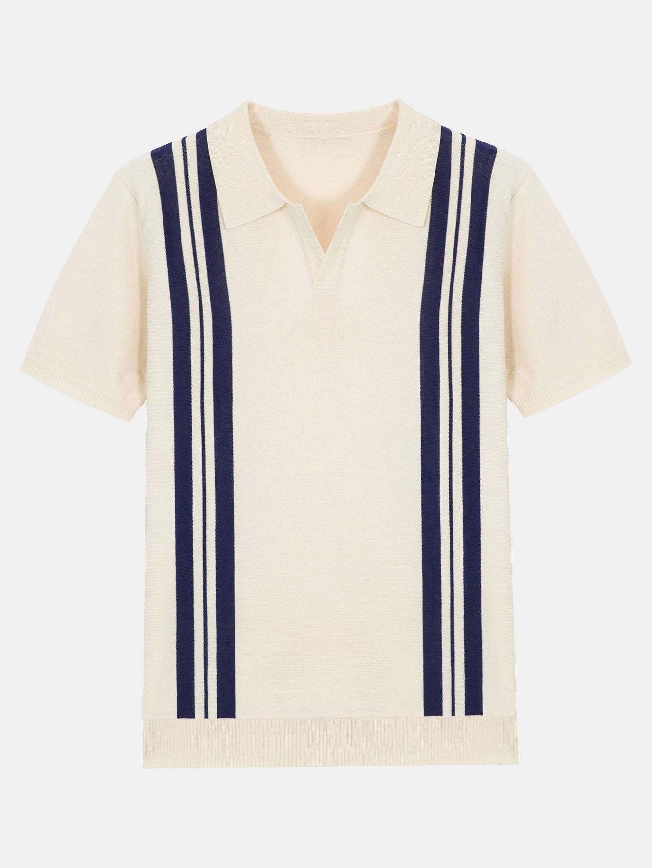 Striped Johnny Collar Sweater Polo-Mitchell Shoes