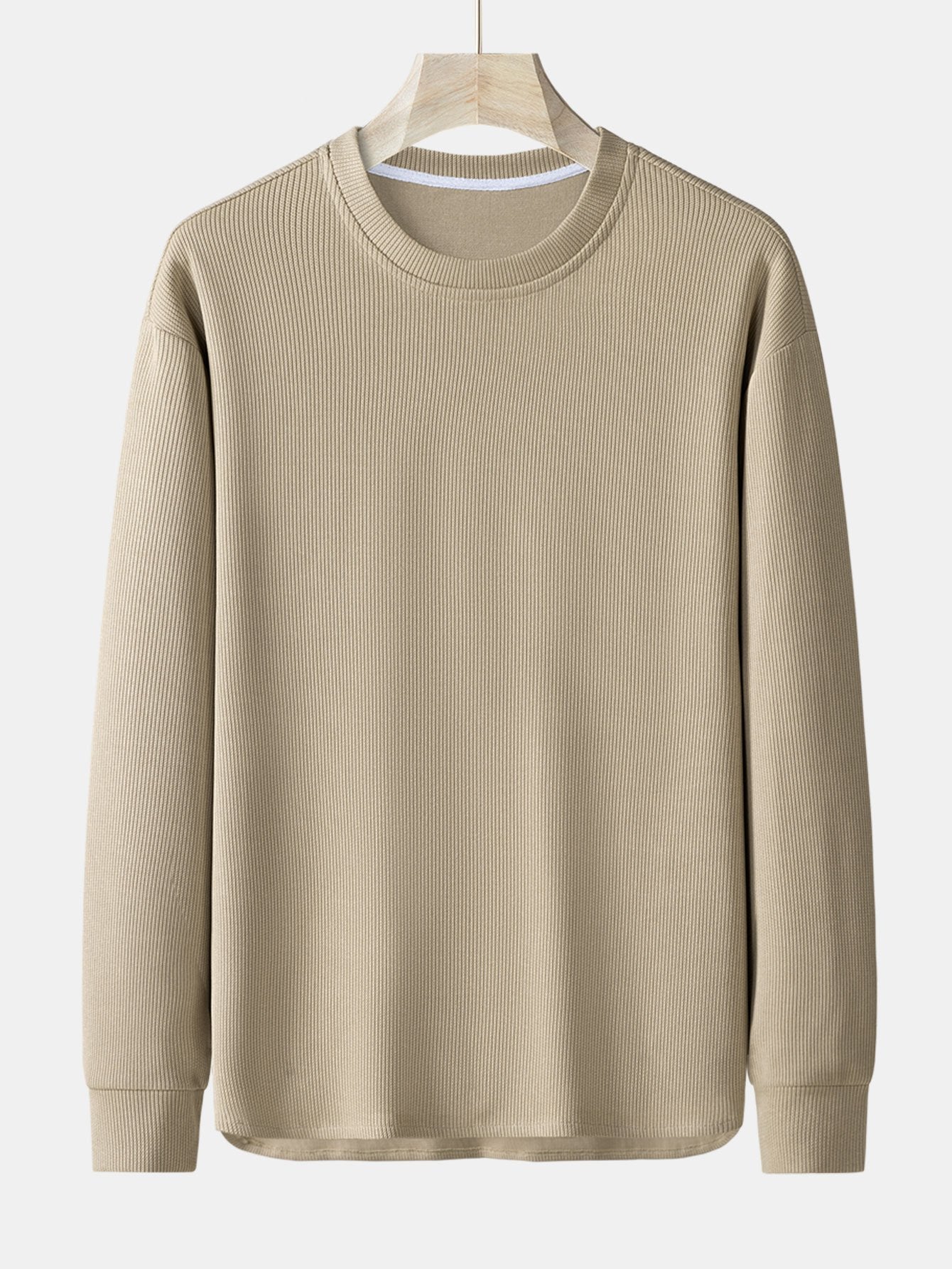 Long Sleeve Relax Fit Knit Ribbed T-Shirt-Mitchell Shoes