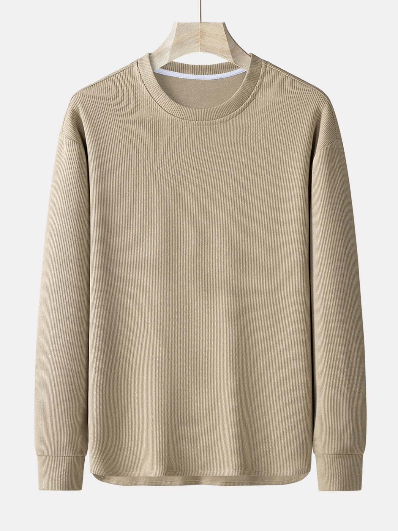 Long Sleeve Relax Fit Knit Ribbed T-Shirt-Mitchell Shoes