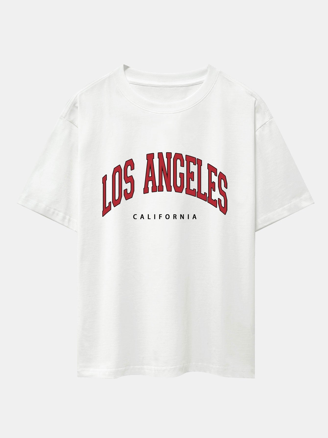 Los Angeles Print Drop Shoulder Oversize T-Shirt & Corduroy Shorts-Mitchell Shoes