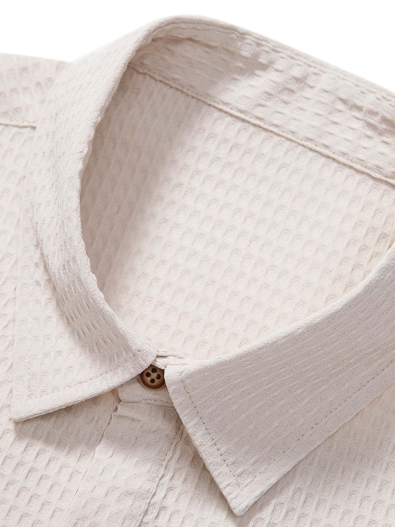 Waffle Polo Collar Shirt With Pocket-Mitchell Shoes