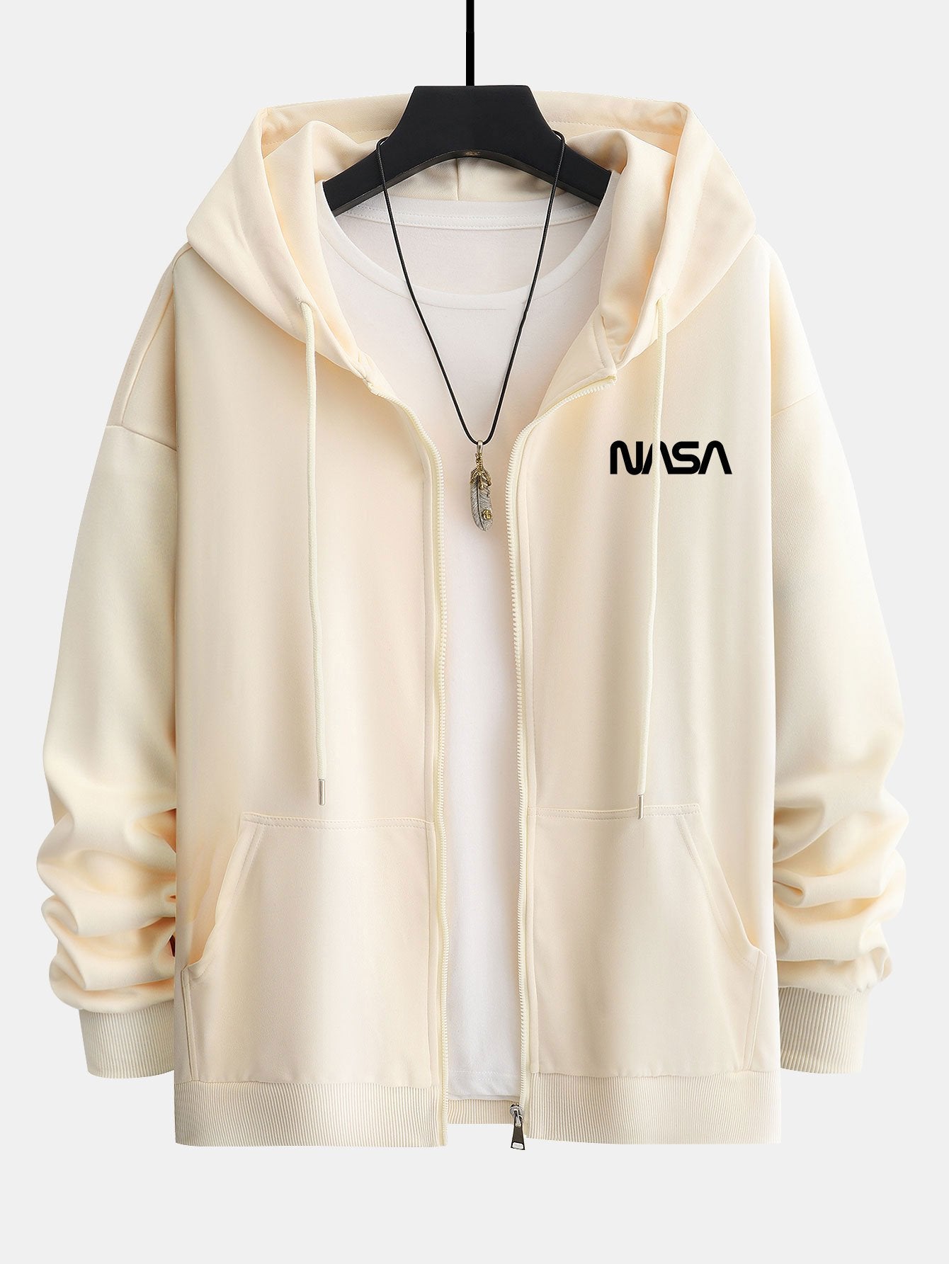 NASA Print Relax Fit Zip Hoodie-Mitchell Shoes