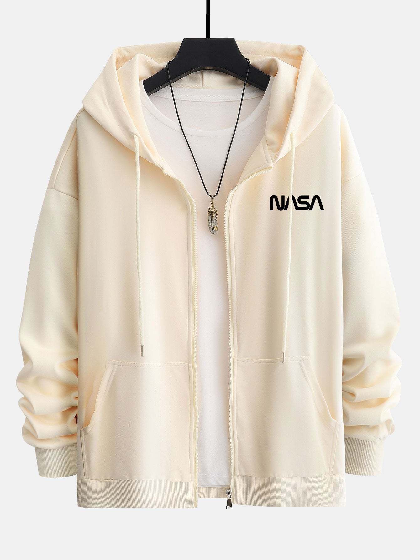 NASA Print Relax Fit Zip Hoodie-Mitchell Shoes