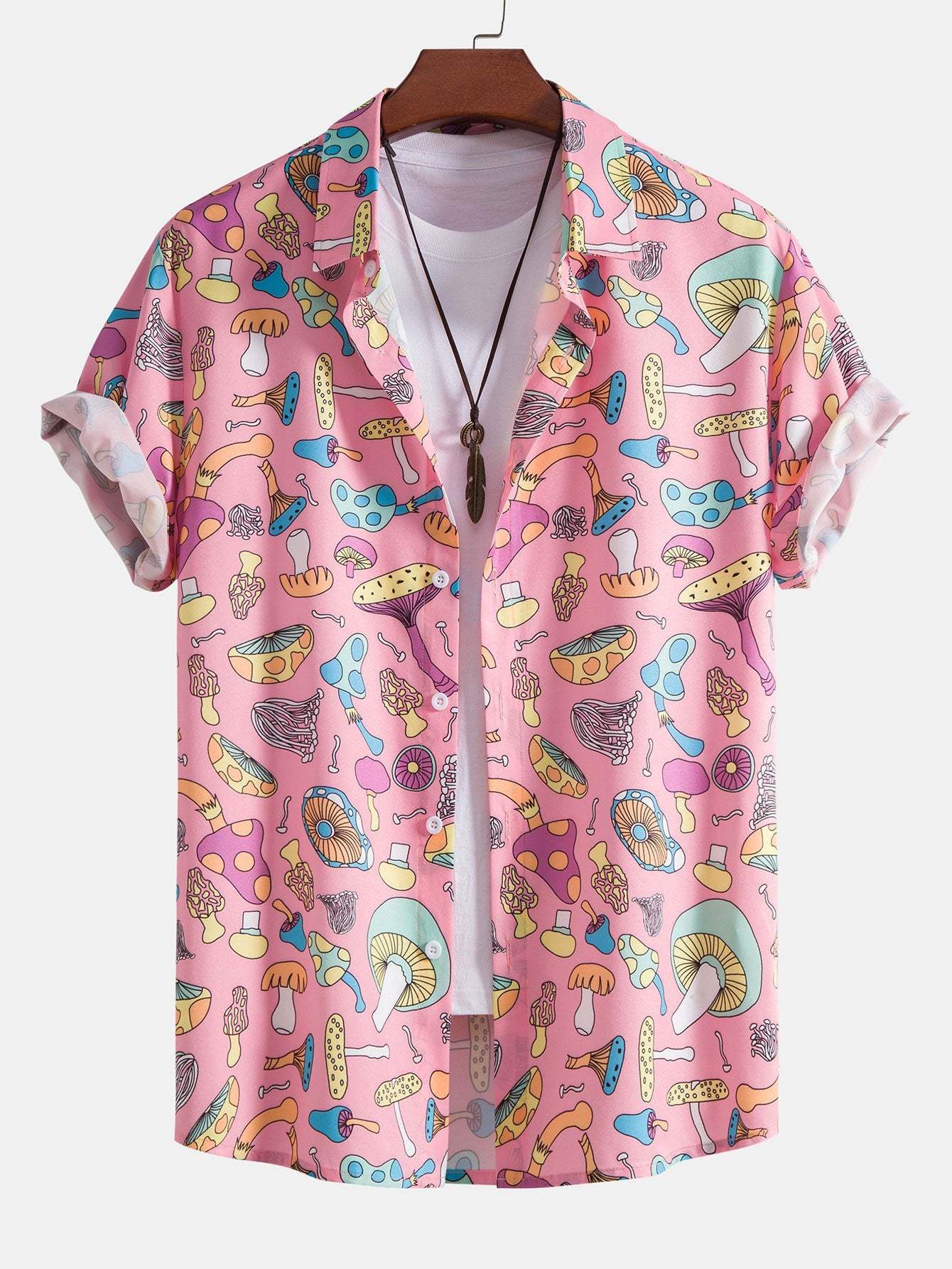 Mushroom Print Button Up Shirt-Mitchell Shoes