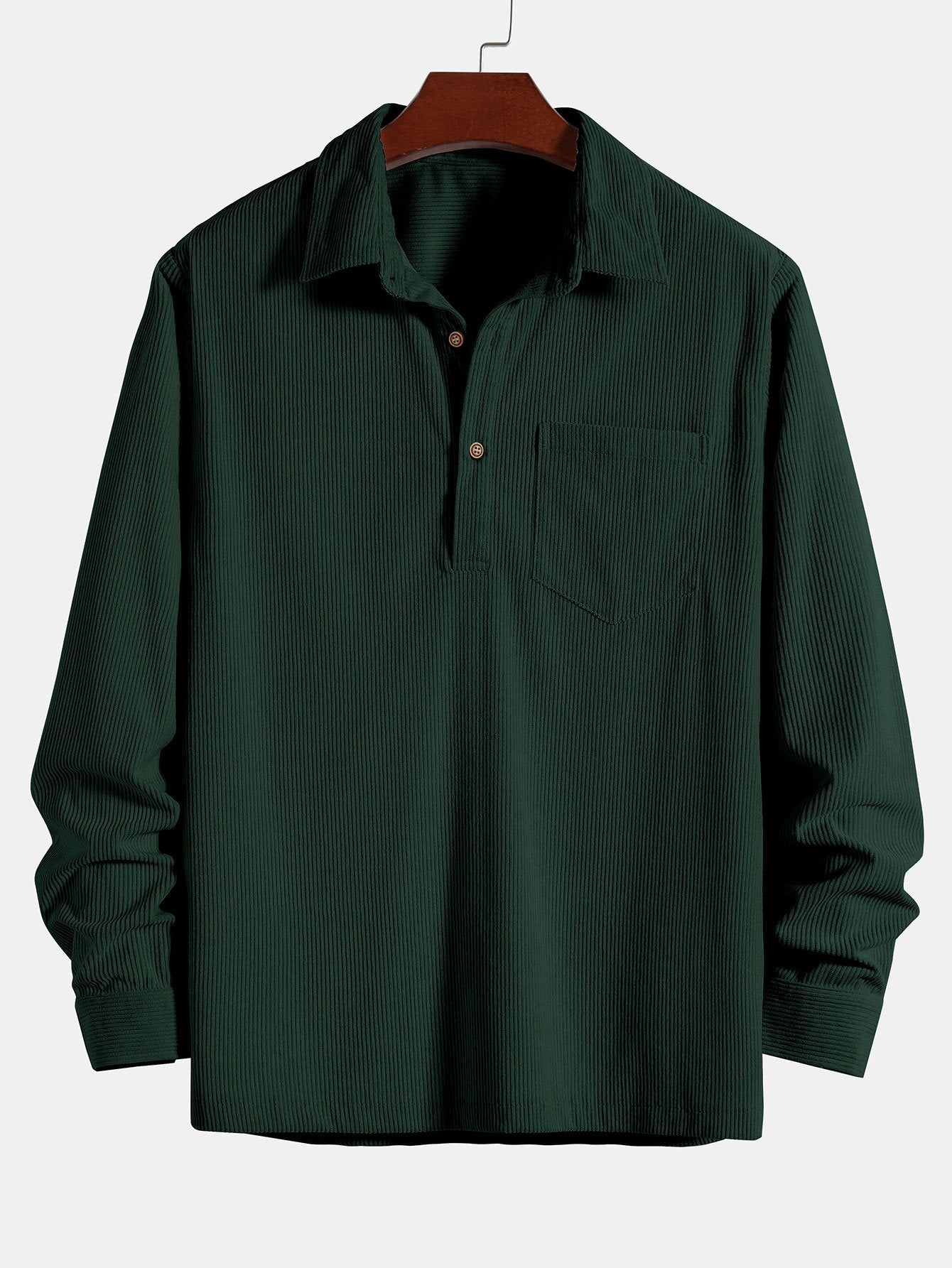 Long Sleeve Polo Collar Corduroy Shirt & Shorts-Mitchell Shoes