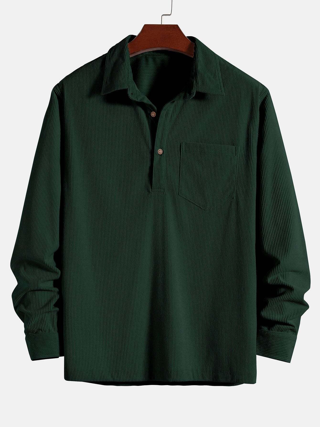 Long Sleeve Polo Collar Corduroy Shirt & Shorts-Mitchell Shoes