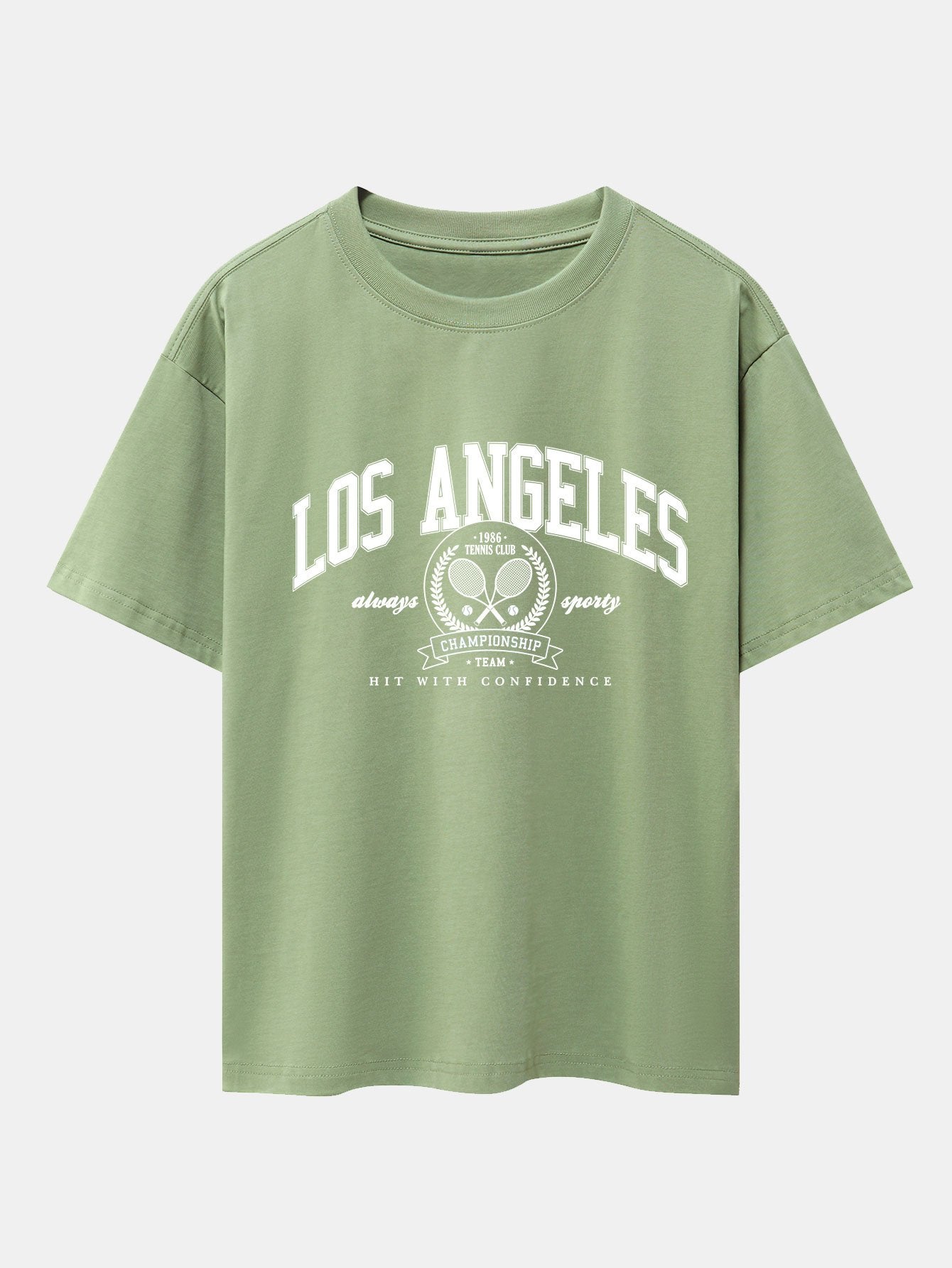Los Angeles Tennis Print Drop Shoulder Oversize T-Shirt-Mitchell Shoes