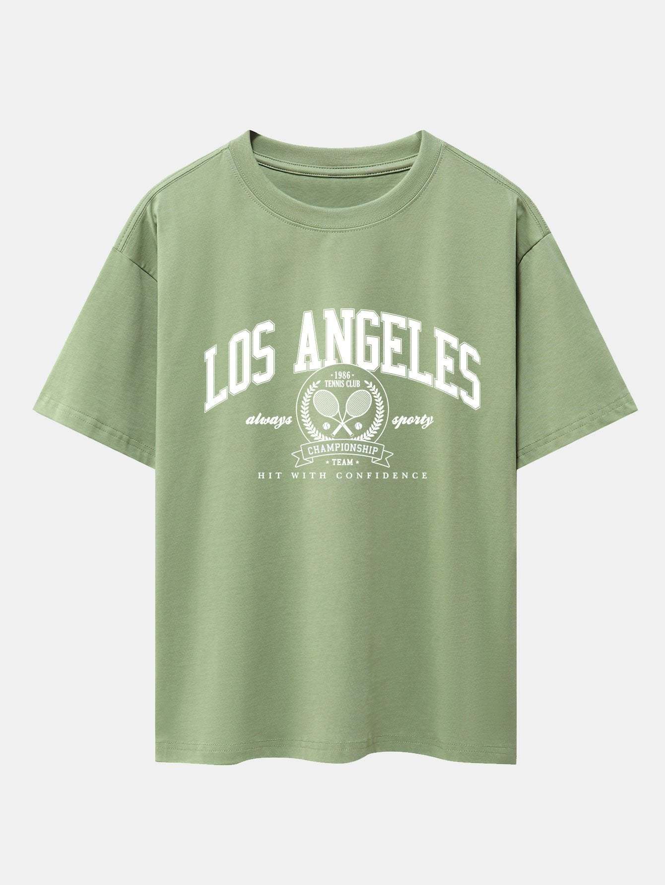 Los Angeles Tennis Print Drop Shoulder Oversize T-Shirt-Mitchell Shoes