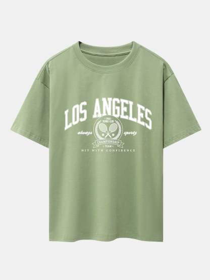 Los Angeles Tennis Print Drop Shoulder Oversize T-Shirt-Mitchell Shoes