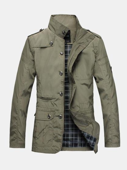 Button Up Funnel Neck Jacket-Mitchell Shoes