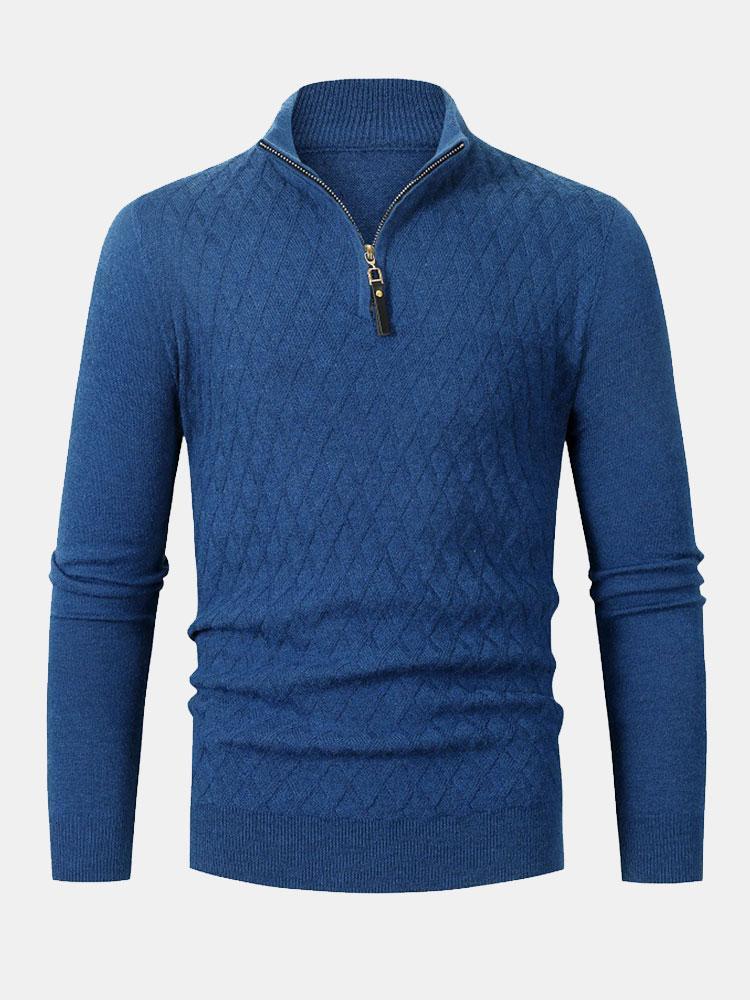 Diamond Mock Neck Quarter Zip Sweater-Mitchell Shoes