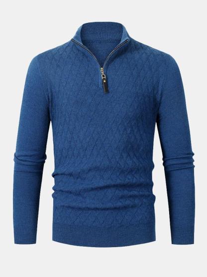 Diamond Mock Neck Quarter Zip Sweater-Mitchell Shoes