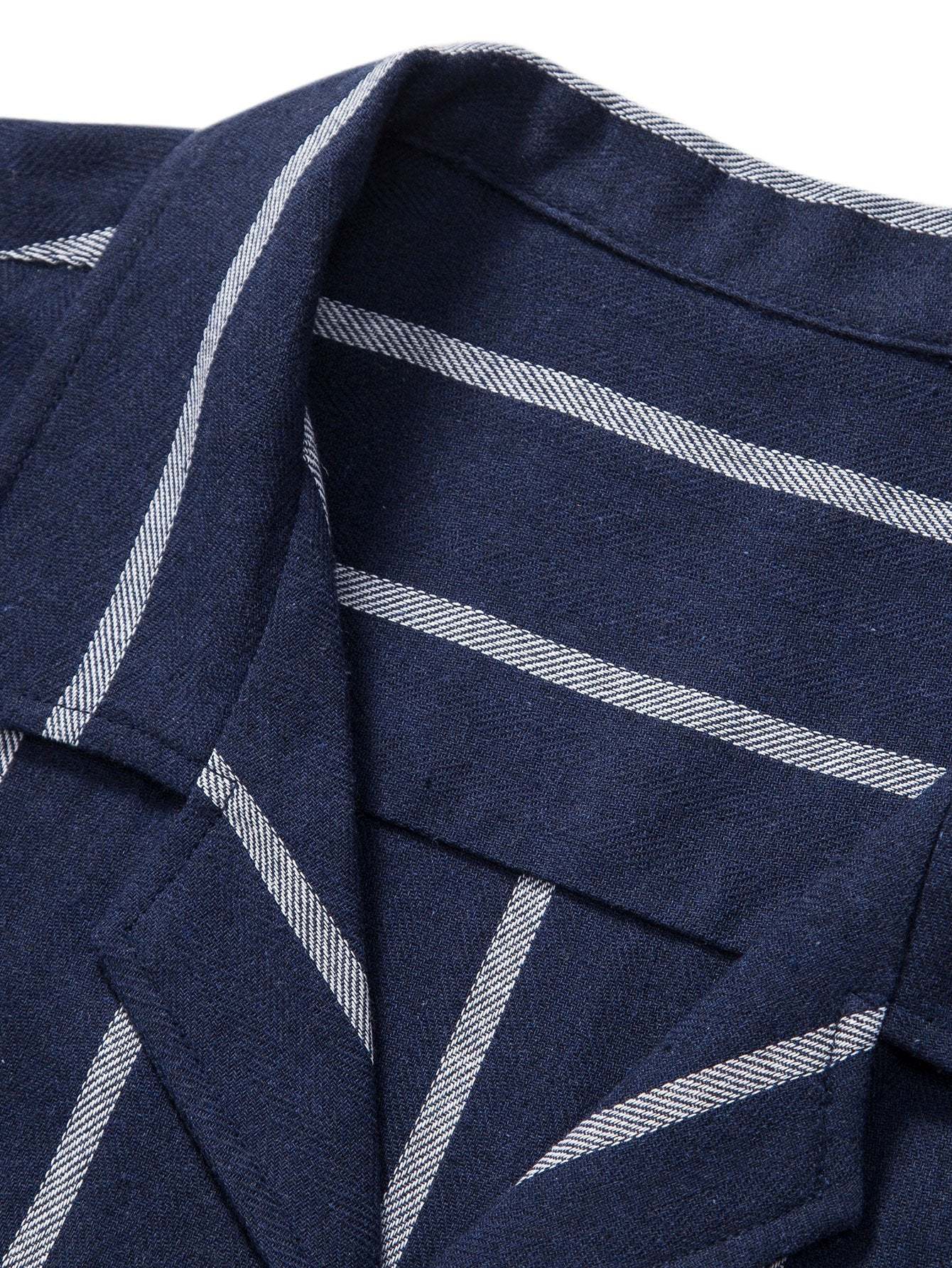 Cotton Blend Striped Cuban Shirt-Mitchell Shoes