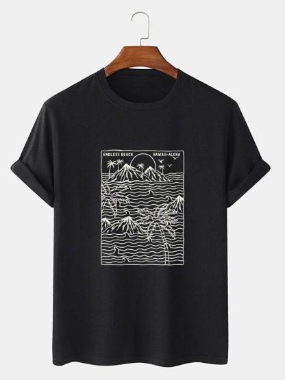 Wave Line Print T-Shirt-Mitchell Shoes