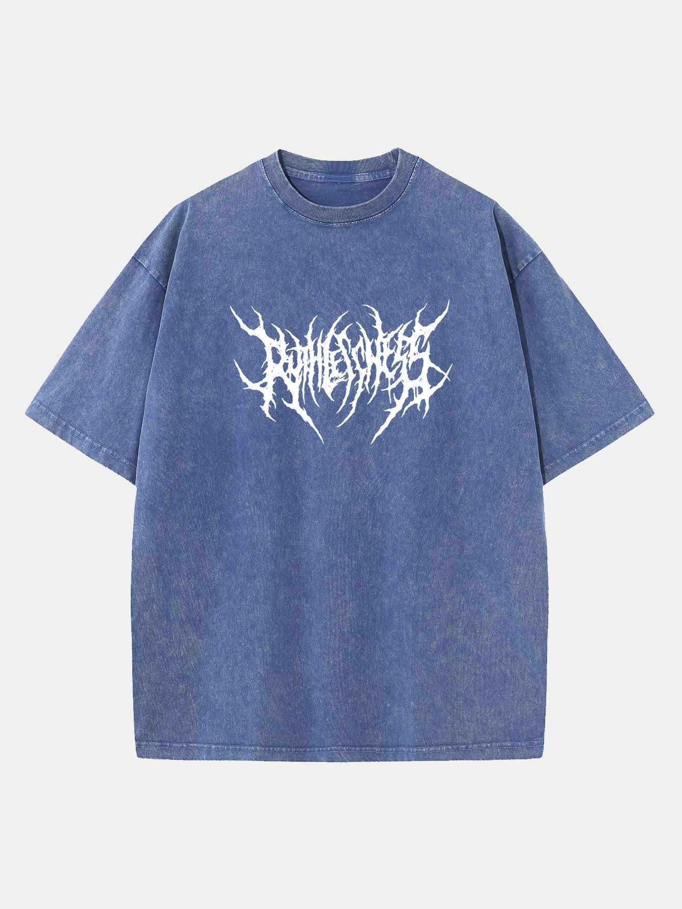 Ruthless Gothic Print Washed Distressed Drop Shoulder T-Shirt-Mitchell Shoes