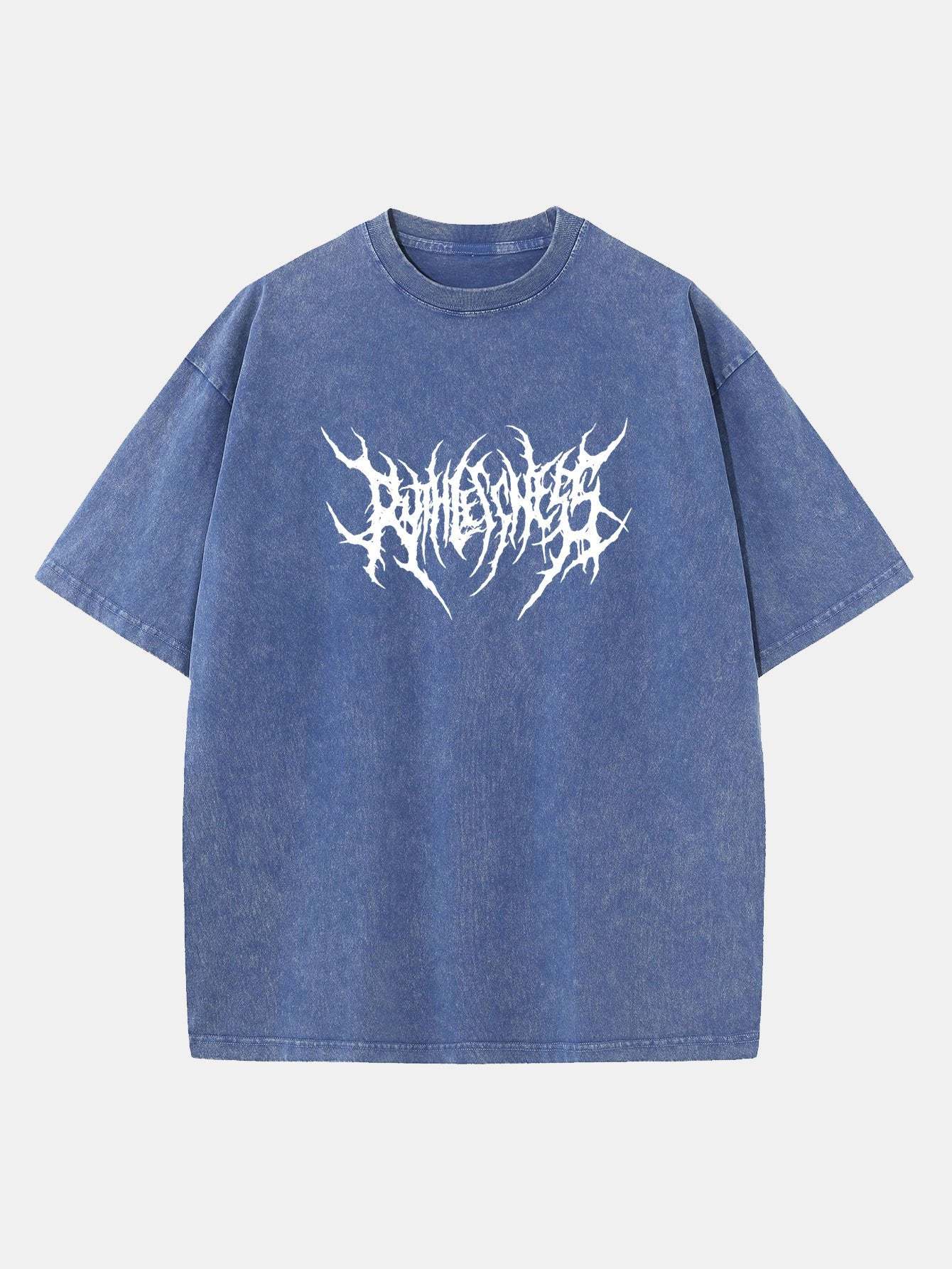 Ruthless Gothic Print Washed Distressed Drop Shoulder T-Shirt-Mitchell Shoes