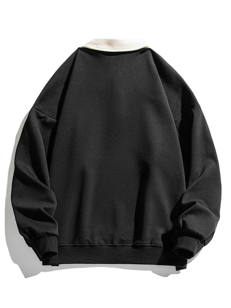 Relax Fit Contrast Polo Sweatshirt-Mitchell Shoes