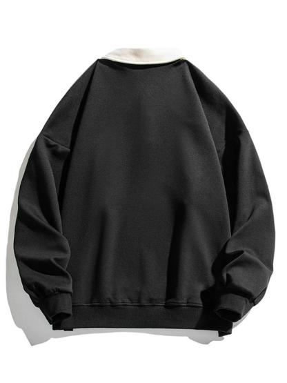 Relax Fit Contrast Polo Sweatshirt-Mitchell Shoes