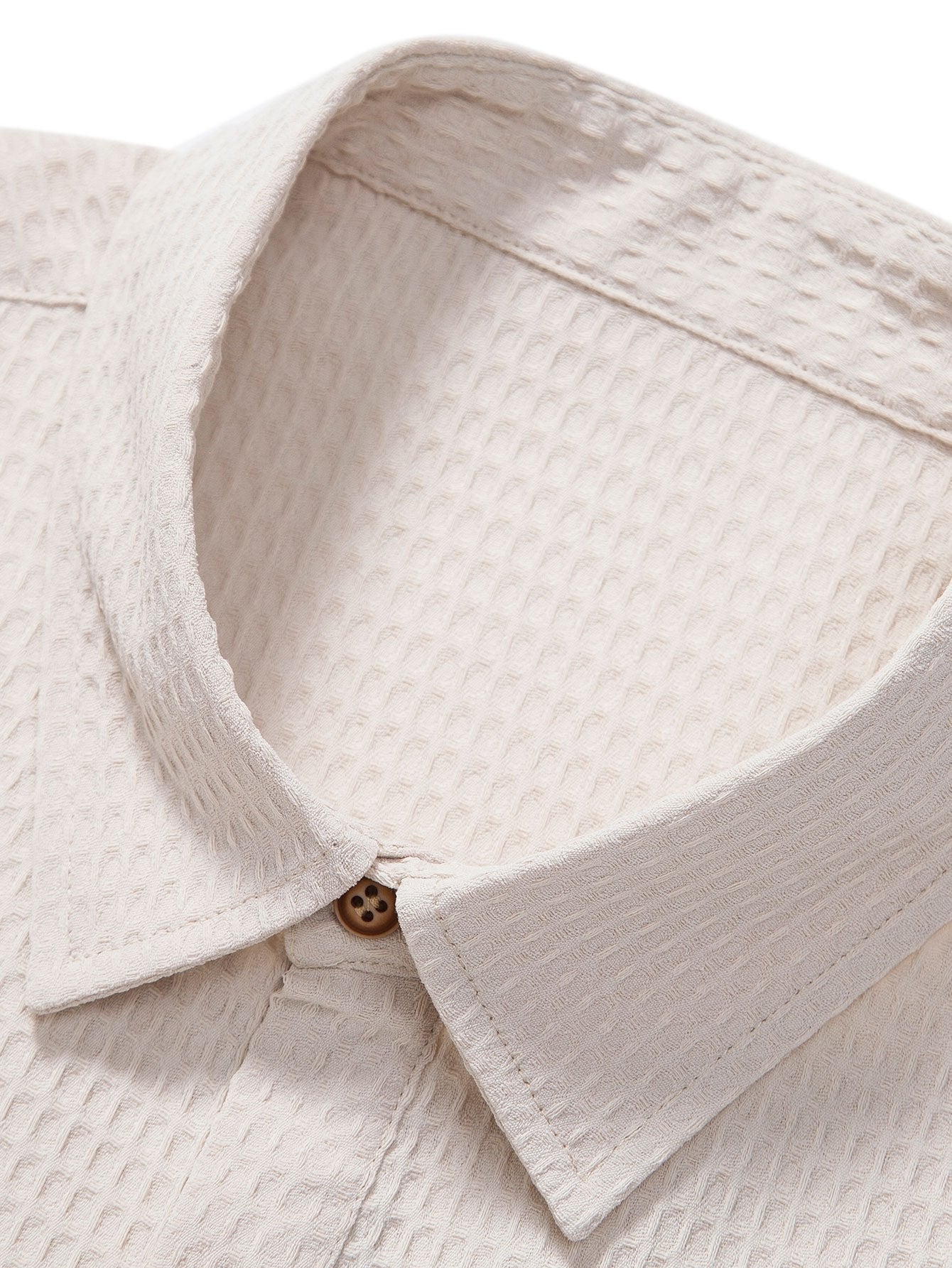 Waffle Polo Collar Shirt With Pocket & Waffle Shorts-Mitchell Shoes