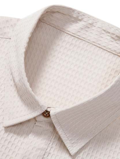 Waffle Polo Collar Shirt With Pocket & Waffle Shorts-Mitchell Shoes