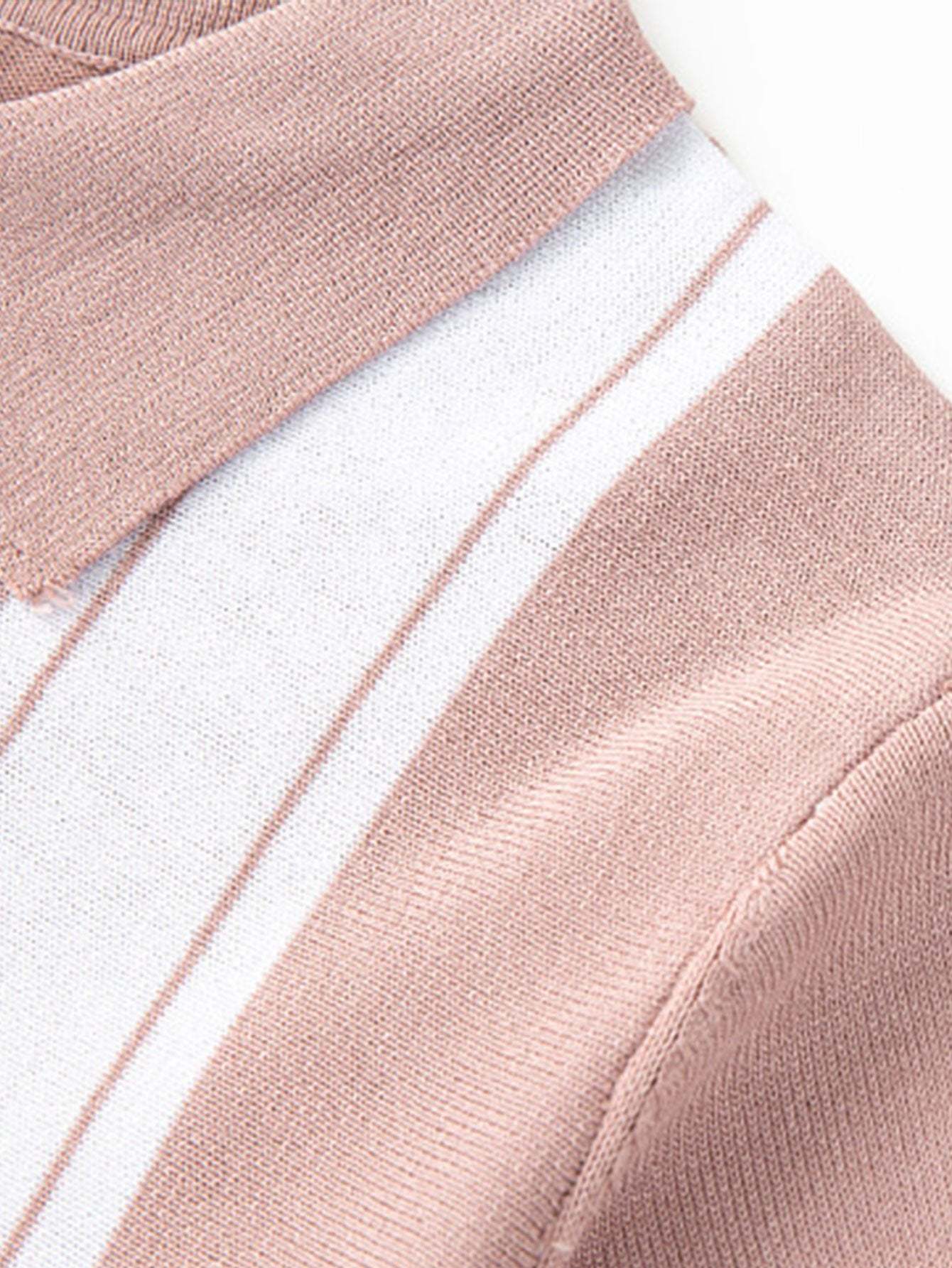 Striped Short Sleeve Sweater Polo-Mitchell Shoes