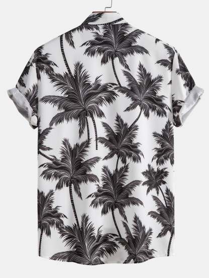 Palm Tree Print Button Up Shirt-Mitchell Shoes