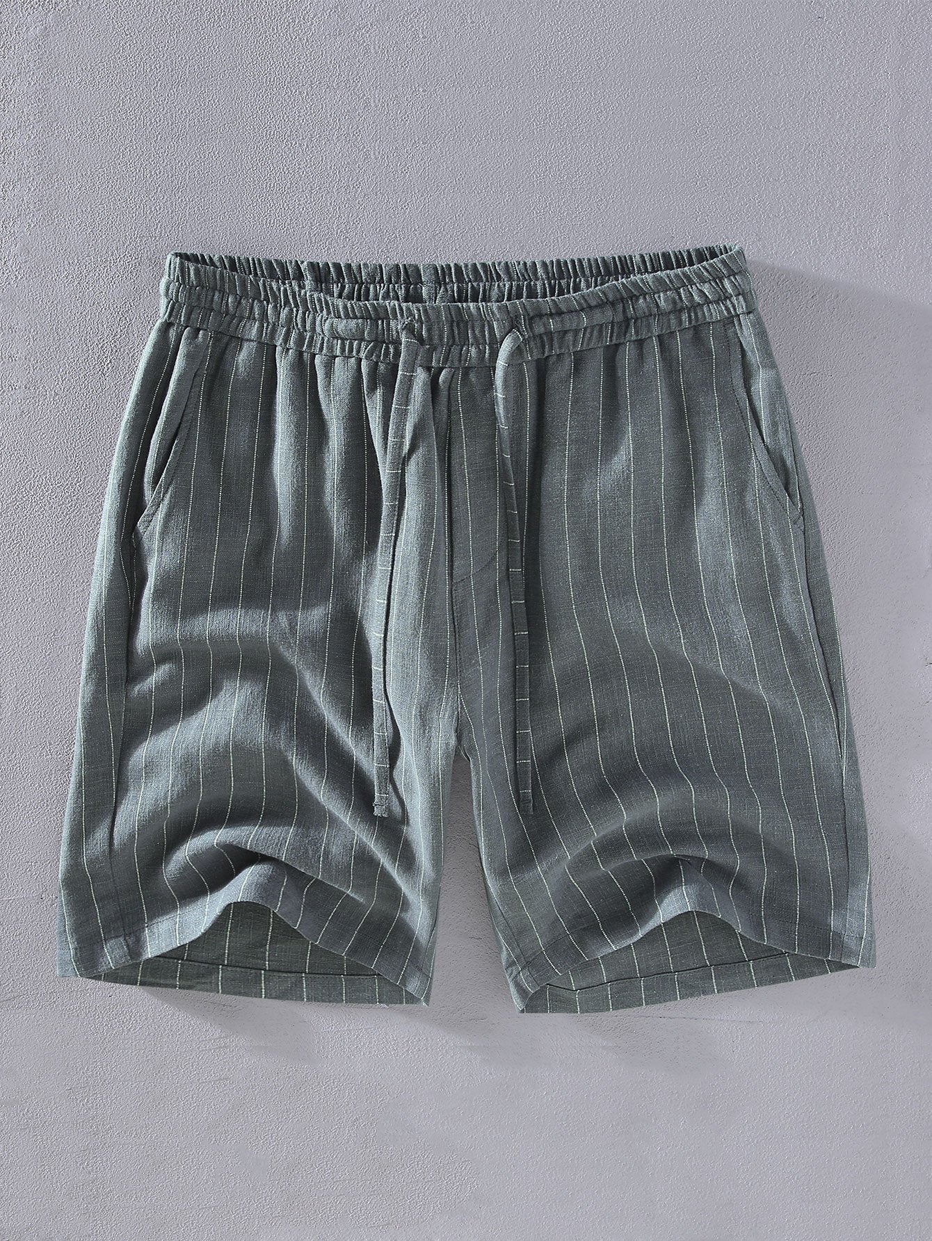 Linen Cotton Blend  Striped Shorts-Mitchell Shoes