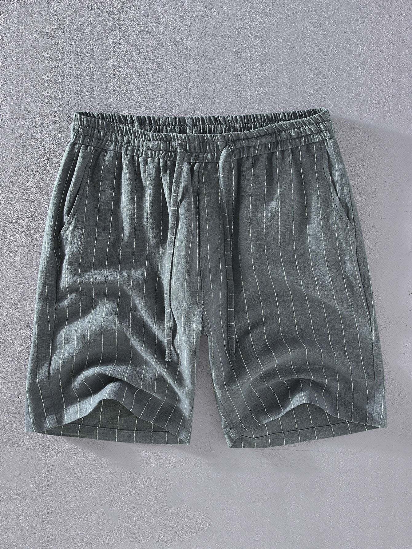 Linen Cotton Blend  Striped Shorts-Mitchell Shoes