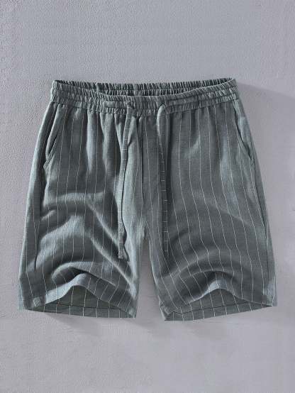 Linen Cotton Blend  Striped Shorts-Mitchell Shoes