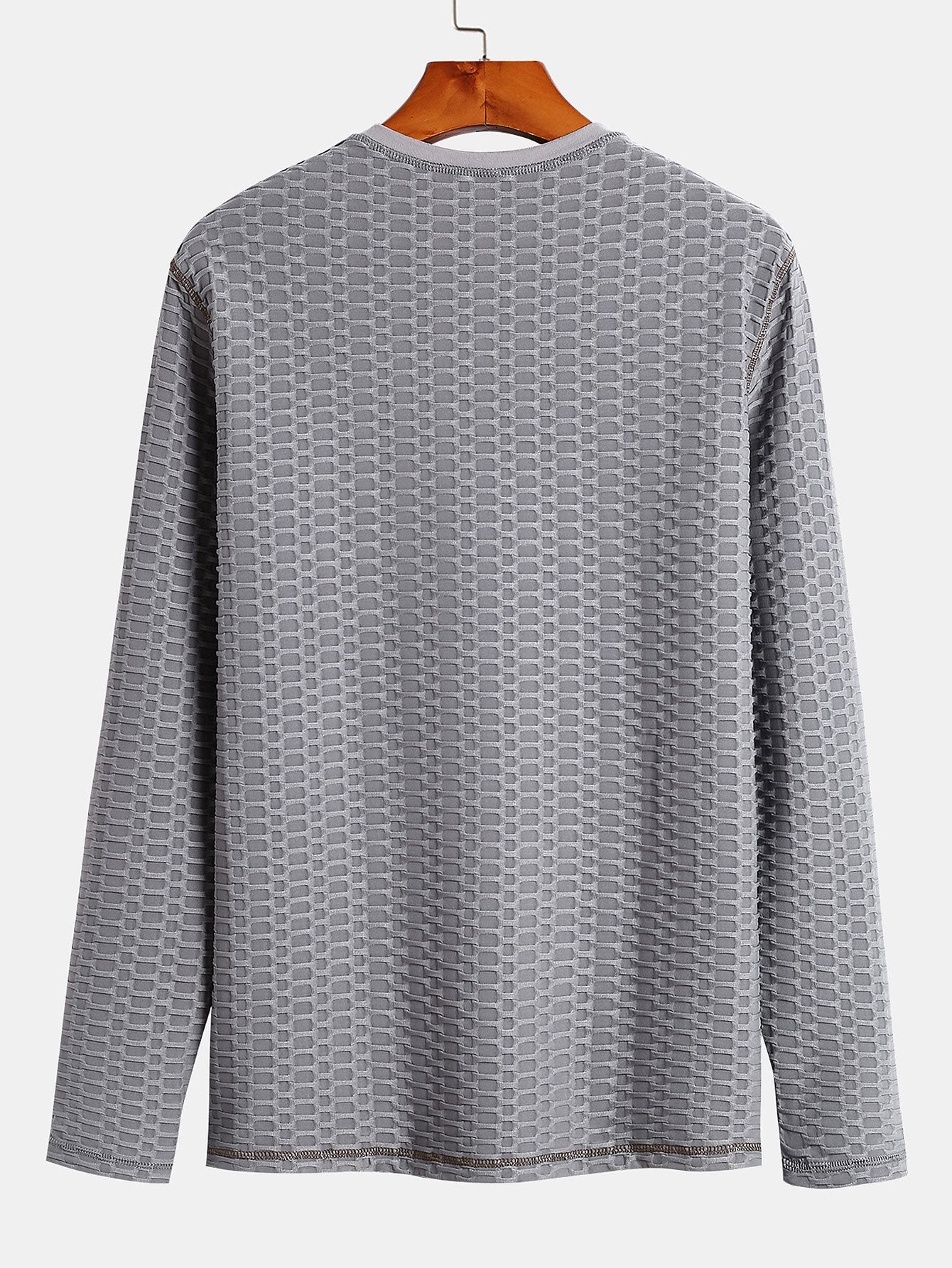 Long Sleeve Muscle Fit Knitted Textured Henley Shirt-Mitchell Shoes