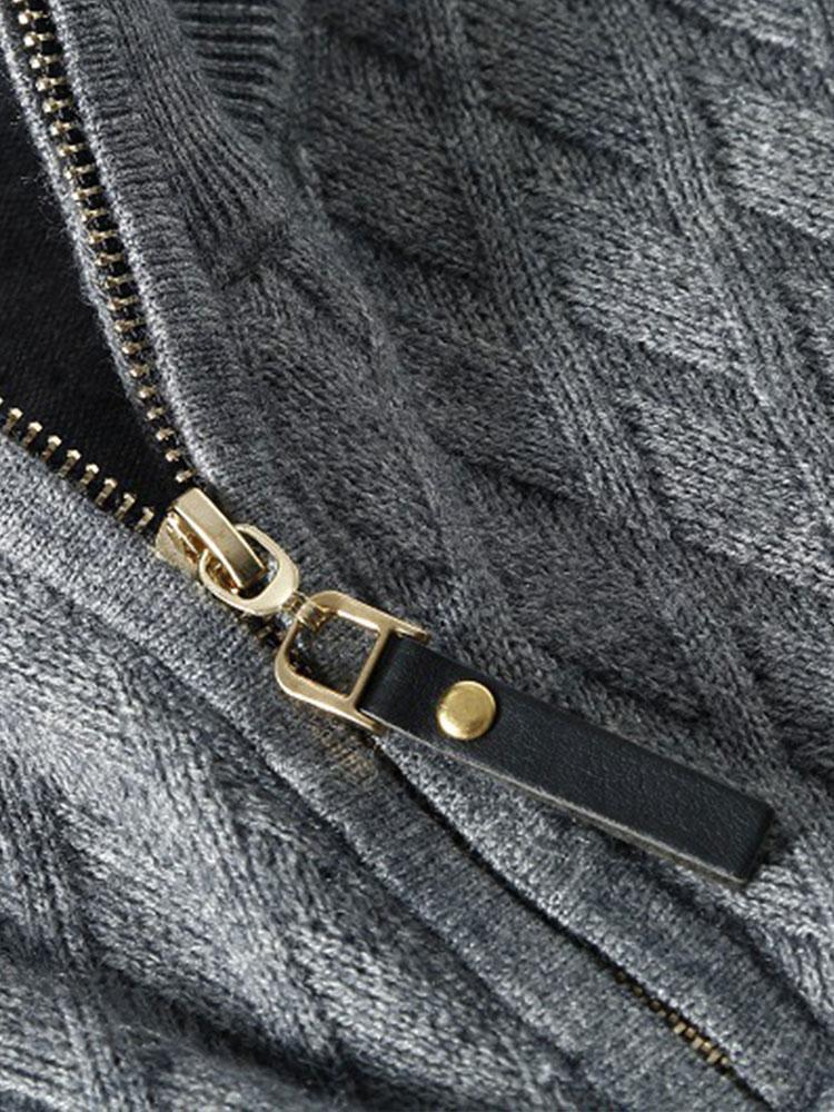 Diamond Mock Neck Quarter Zip Sweater-Mitchell Shoes