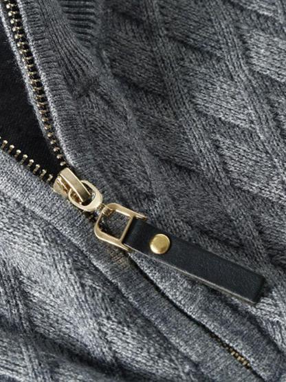 Diamond Mock Neck Quarter Zip Sweater-Mitchell Shoes