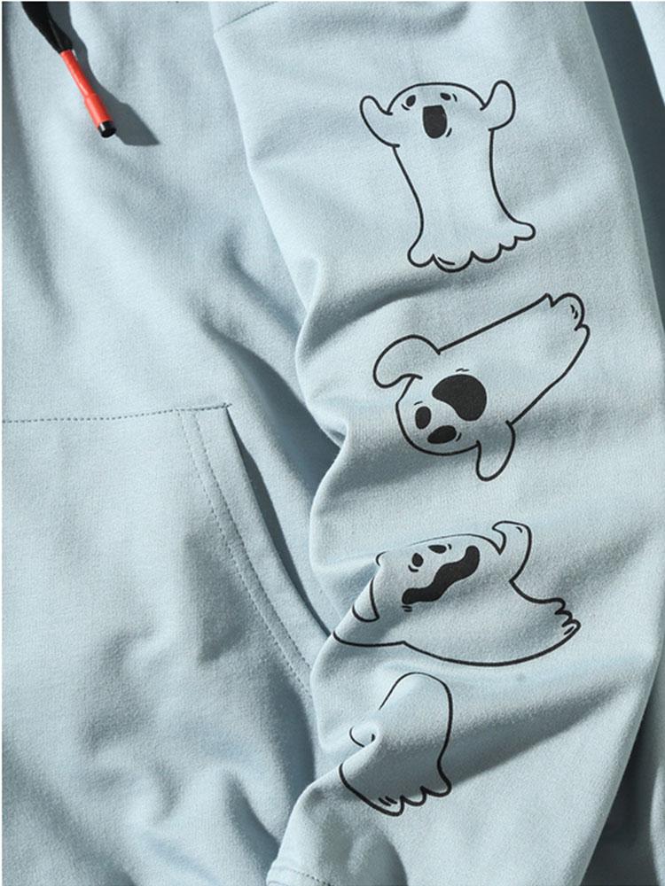 Relax Fit Ghost Print Hoodie-Mitchell Shoes