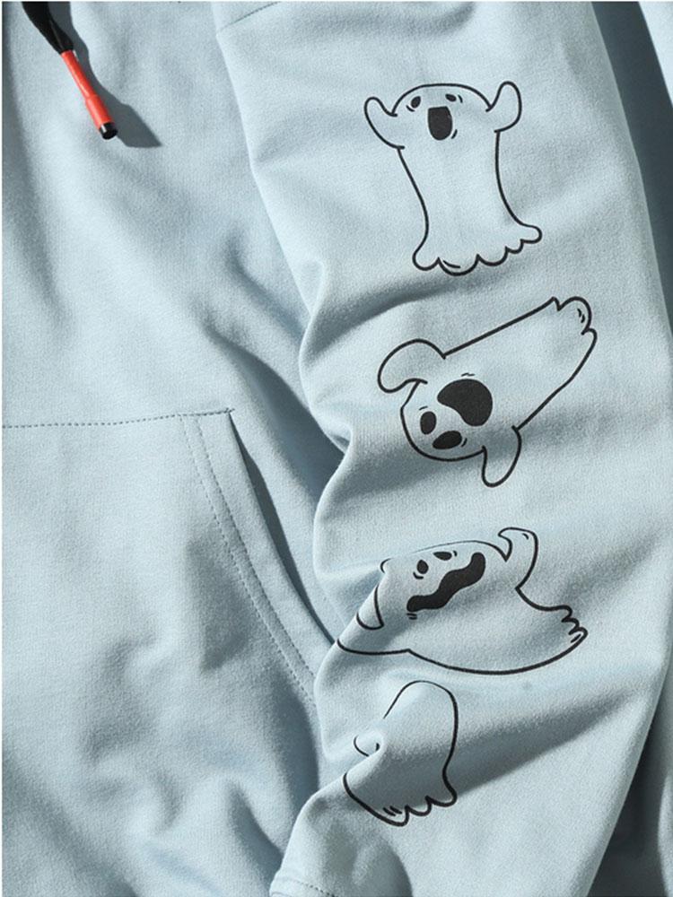 Relax Fit Ghost Print Hoodie-Mitchell Shoes