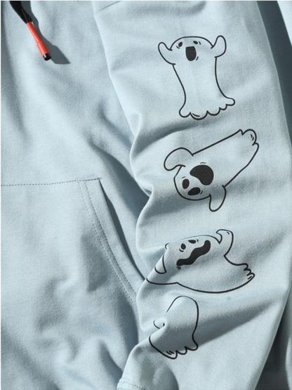 Relax Fit Ghost Print Hoodie-Mitchell Shoes