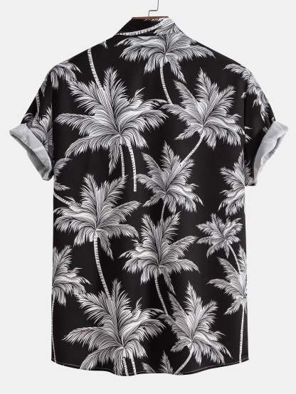 Palm Tree Print Button Up Shirt-Mitchell Shoes