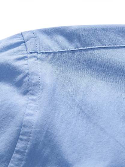 Long Sleeve Linen Look Henley Collar Shirt-Mitchell Shoes